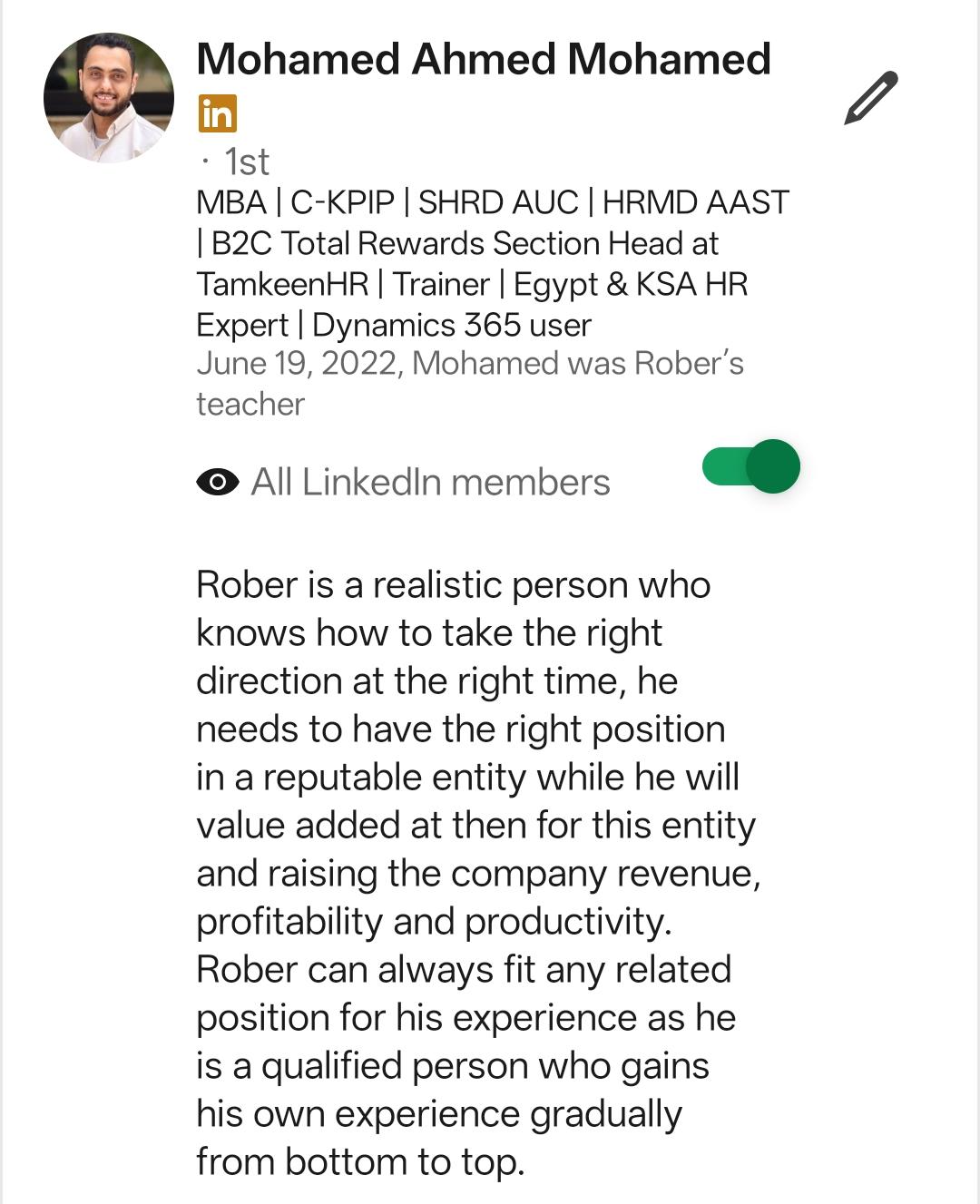 Client testimonial